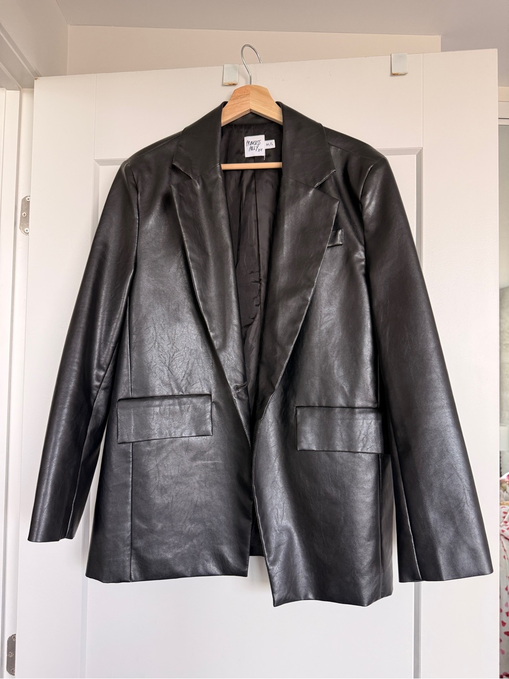 Princess Polly Black Faux Leather Blazer